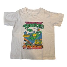 Vintage 1990 TMNT Turtles To The Rescue Youth L Shirt Mirage Studios USA