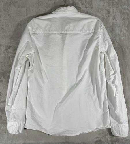 ZARA Shirt Men Medium White Button-Down Roll Tab Sleeves Cotton Pocket Casual - Picture 8 of 9