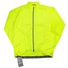 NEW Giordana Wind Jacket Men XL Neon Yellow Safety Elastic Grip Waist Full Zip