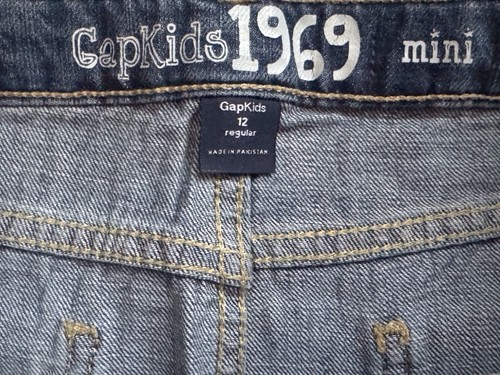 Gap Kids 1969 Mini Denim Distressed Skirt Adjustable Waist Girls Size 12 - Picture 3 of 4