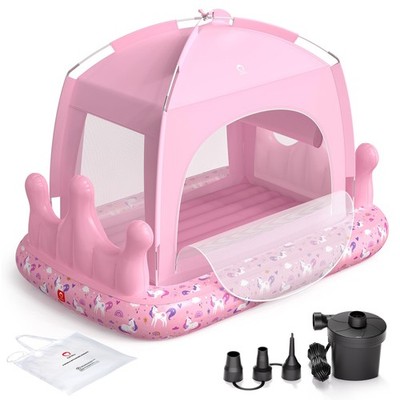 QPAU Princess Inflatable Toddler Bed with Tent, Blow Up Toddler Tra... Fast Ship