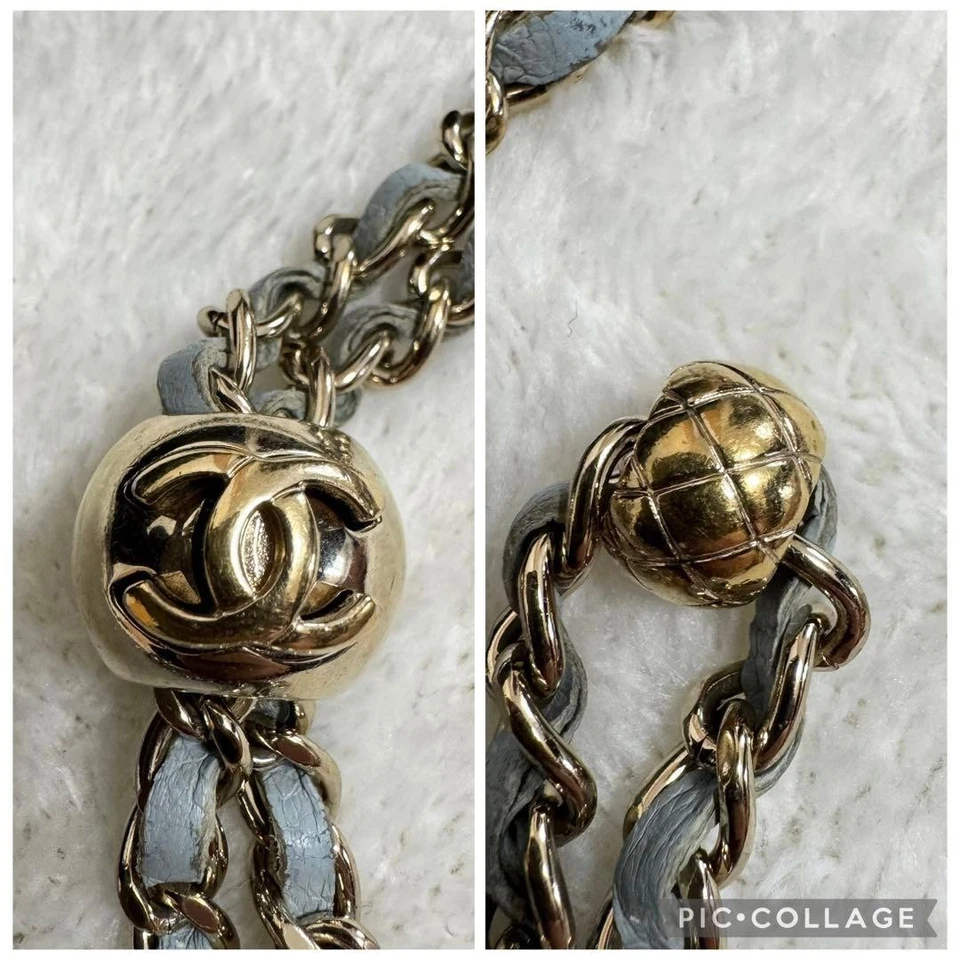 Funda Bandolera CHANEL iPhone 14 15 16 Cadena Hombro Azul Claro con Ranuras para Tarjetas Foto 4 de 4