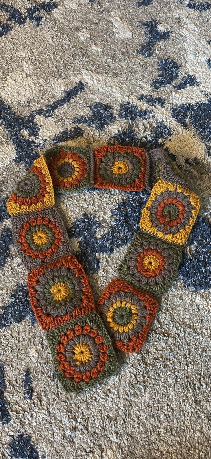 Granny Square Earth Tone Scarf