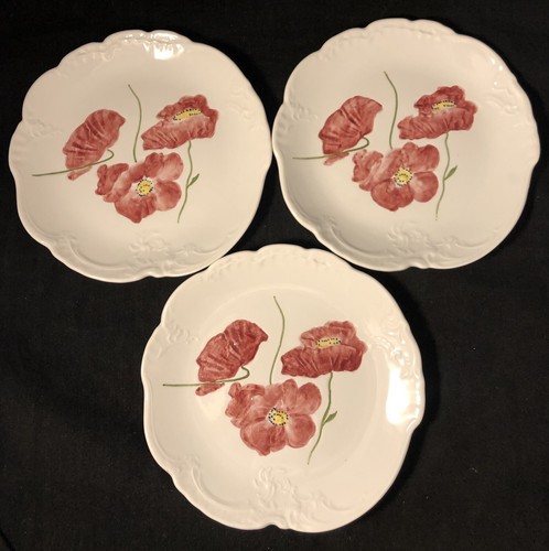 San Cristoforo Richard Ginori Lot of 8 8.5” Plates & 10.5” Bowl Painted Poppies - Picture 2 of 12