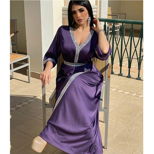Dubai Abaya Women Long Sleeve Maxi Dress Muslim Kaftan Islamic Caftan Robe Gown - Picture 47 of 79