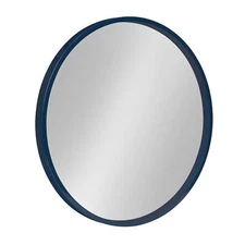 Travis Round Wood Wall Mirror 21.6" Diameter Navy Blue Modern Wall Dcor Acce