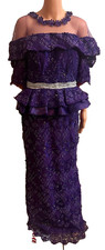 Luxury purple fitted Fully stoned lace gown for Ladies and women African gown.