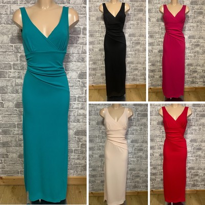 018 Wrap Büste Seite Split Figur umarmend volle Länge Partykleid Kleid Größe 10-18