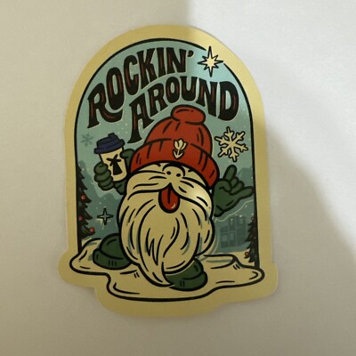 Dutch Bros Rocking Around Santa Gnome Sticker 