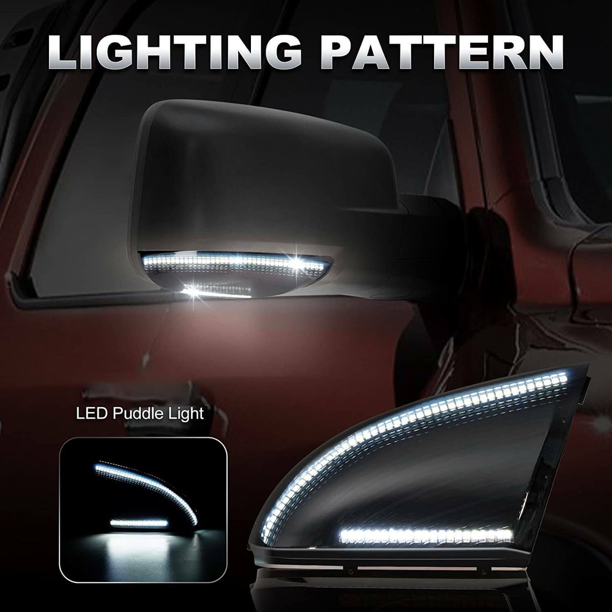 Switchback LED Side Mirror Turn Signal & Puddle Light For Dodge RAM 1500-3500 2009-2022 | Smoke Lens, Black Housing, Plug & Play