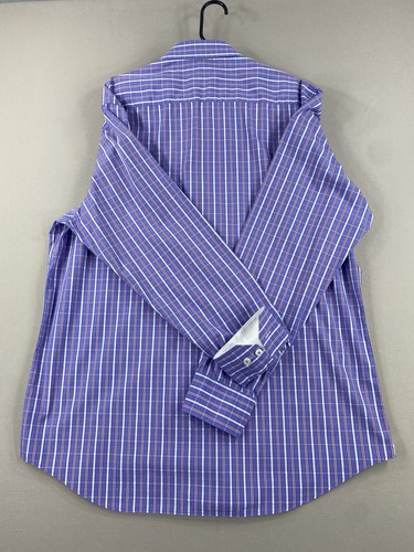 Bugatchi Uomo Shirt Mens XXL 18 1/2 36-37 Purple White Button Up Long Sleeve - Picture 17 of 18