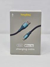 Heyday™ 6' compatible with iPhone to USB-A Braided Cable- Metallic Dark Blue