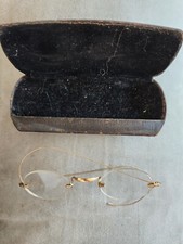 Transparent Glasses with Leather Case Vintage