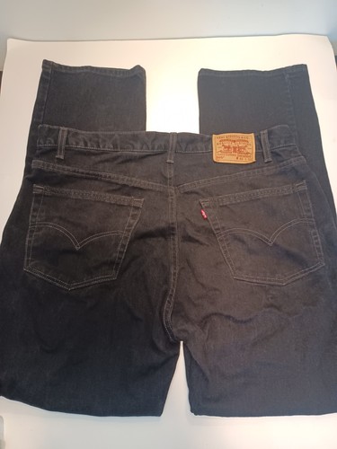 Vintage Black Levi's 505 Regular Fit Straight Leg Denim Jeans 40x32 Made In USA - Picture 5 of 8