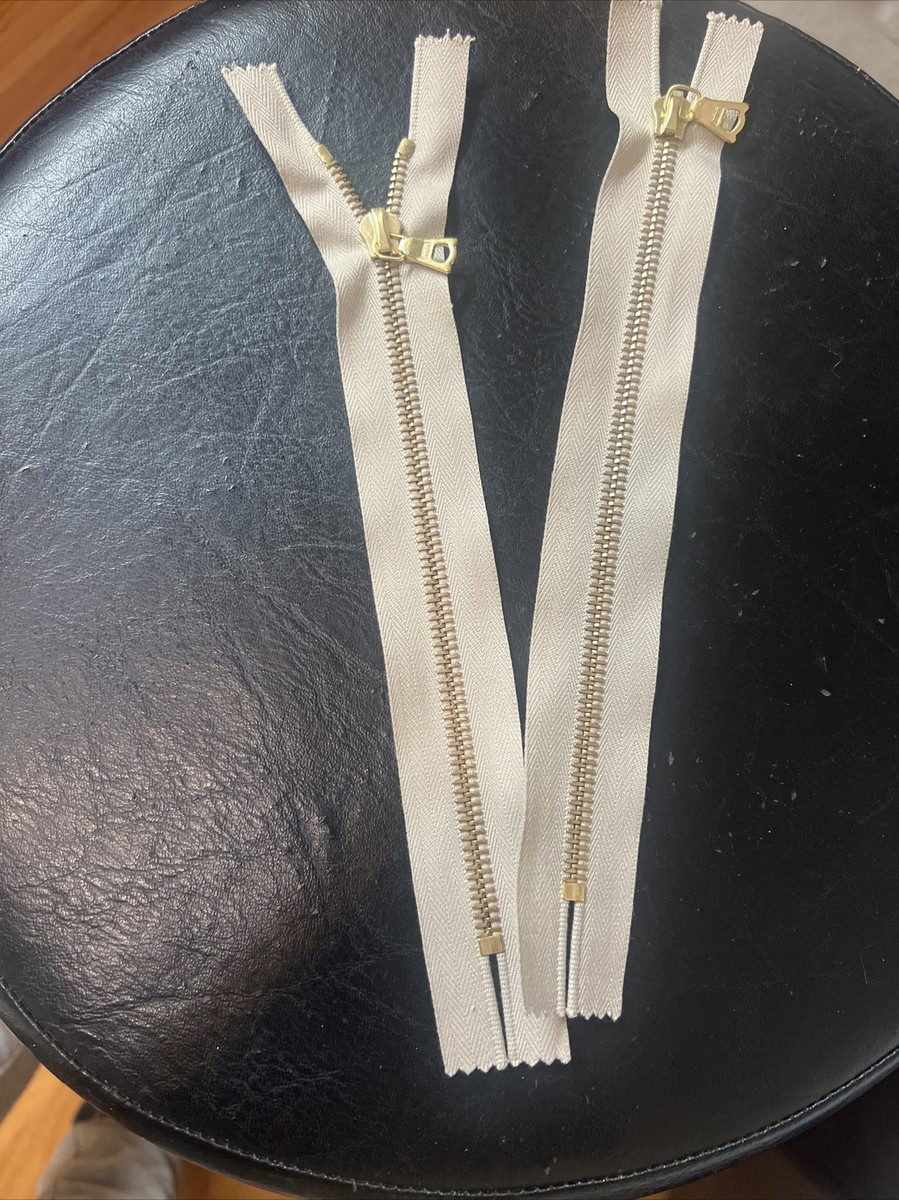 2 Riri Zippers 8 1/2”, Closed Bottom, FLACH Puller Yellow Metal