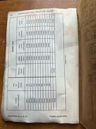 1961 CAT Caterpillar 3304 Vehicular Engine OEM Parts Book Catalog Manual - Bild 3 von 6