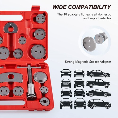 24PCS Universal Kit de Herramienta Para Frenos Piston de Frenos Auto Carro - Foto 2 di 7