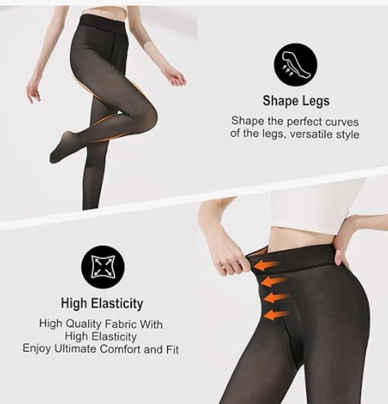 NUEVAS Medias Fiviow Forradas de Vellón Transparentes Mujeres Falsas Translúcidas Talla M-L Foto 2 de 3