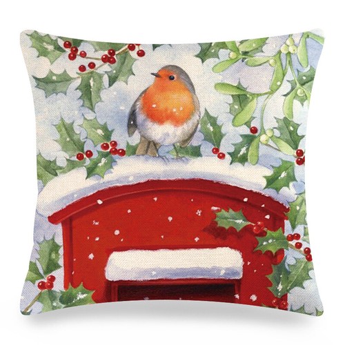 Cardinal Snow Branch Pillow Cover Winter Robin Bird Christmas Holly Cushion Case - Picture 64 of 88