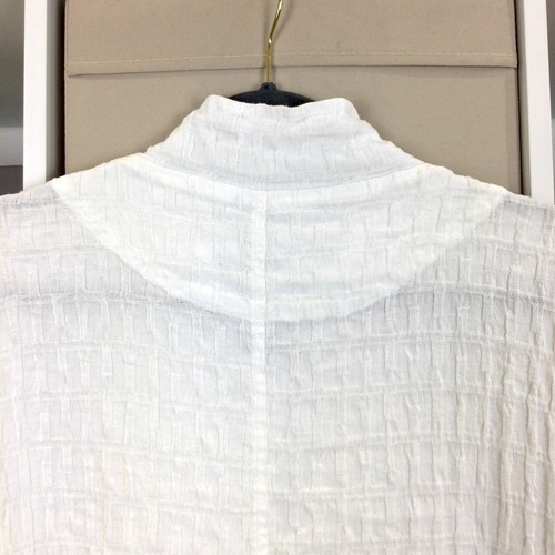 Grizas Linen Jacket Blazer Medium White Oversized Textured Top Pockets Lagenlook - Picture 11 of 18