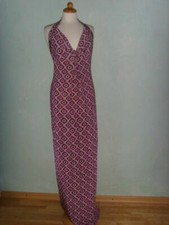 Kleid lang Neckholder lila grau schwarz 38 M Maxikleid rückenfrei 70er Stil