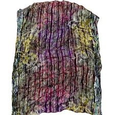 Khadely Metallic Gold Striped Multicolor Floral Motif Rectangular Scarf