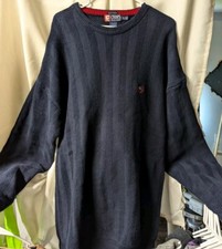 Vintage Chaps Ralph Lauren knitted Crewneck Sweater SZ XL/XG Navy Hand Framed