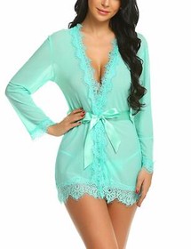 Sexy-Lingerie Womens Sheer Mesh Kimono Robe Bathrobe Ladies Babydoll Nightwear