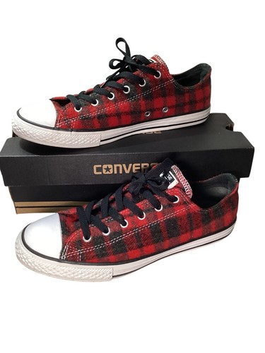 Converse All Star Low Top Flannel Checkered Red Shoes Women's 6 Juniors 649983F