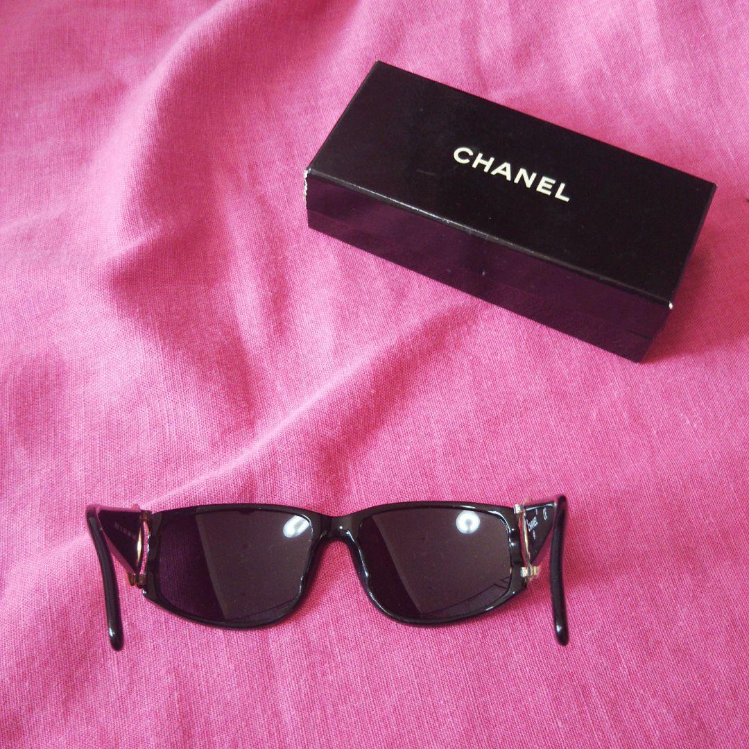 Chanel Sunglasses Logo Boxed Black From Japan t44 | eBay
