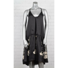 Bird by Juicy Couture Hazel T-Back Dress Floral Printed Sleeveless Black Bone XS