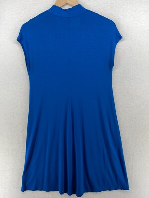EILEEN FISHER Dress M Viscose Jersey Stretch V-Neck Cap Sleeve A-Line Midi Blue | eBay EILEEN FISHER Dress M Viscose Jersey Stretch V-Neck Cap Sleeve A-Line Midi Blue | eBay