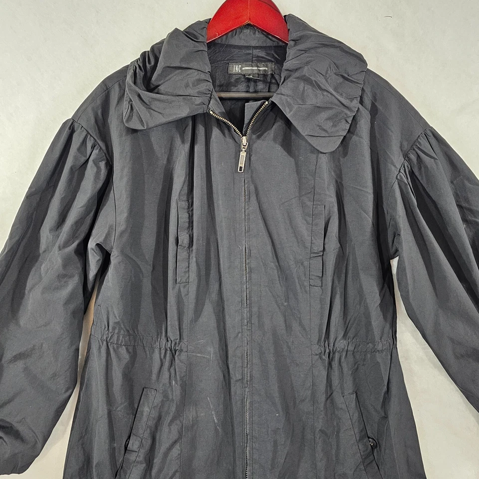 INC International Concepts Mujer Chaqueta con Cremallera Sudadera con Capucha Manga Larga Negra Mediana Foto 4 de 4