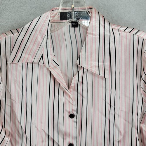Camisa con botones Kasper Separates para mujer rosa a rayas manga larga talla 4P nueva con etiquetas - Imagen 3 de 10