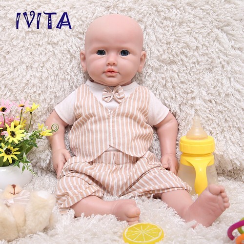 IVITA 20'' Reborn Doll Baby Boy Handmade Dolls Lifelike Soft Silicone Doll - Picture 2 of 9