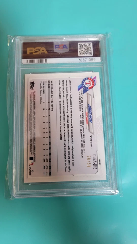 2021 Topps Chrome Autograph Gold Refractor Jonah Heim 1 Of 1 Jersey Match POP 4 - Image 2 of 2