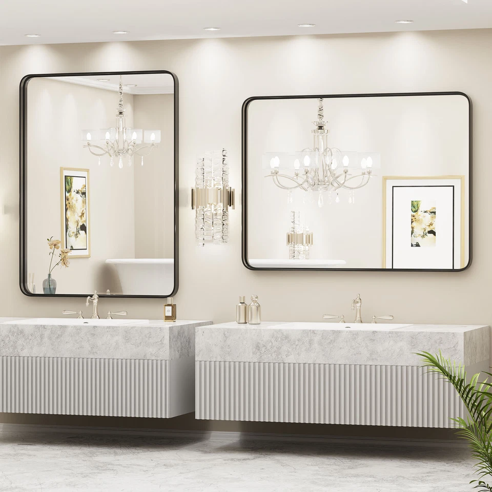 Black Metal Framed Vanity Mirror for Bathroom in 3 Sizes - Anti-Rust Finish - Image 4 of 4