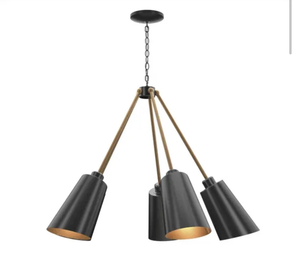 Alvar 5-Light Black Chandelier with Black Shade New in Box 93675BL - Изображение 3 из 4