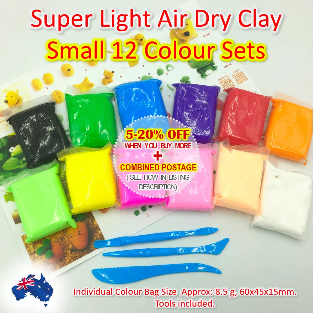 AIR DRY CLAY 12 Colour Pack DIY Craft Gift Soft Clay Super Light Modeling  AUSSIE