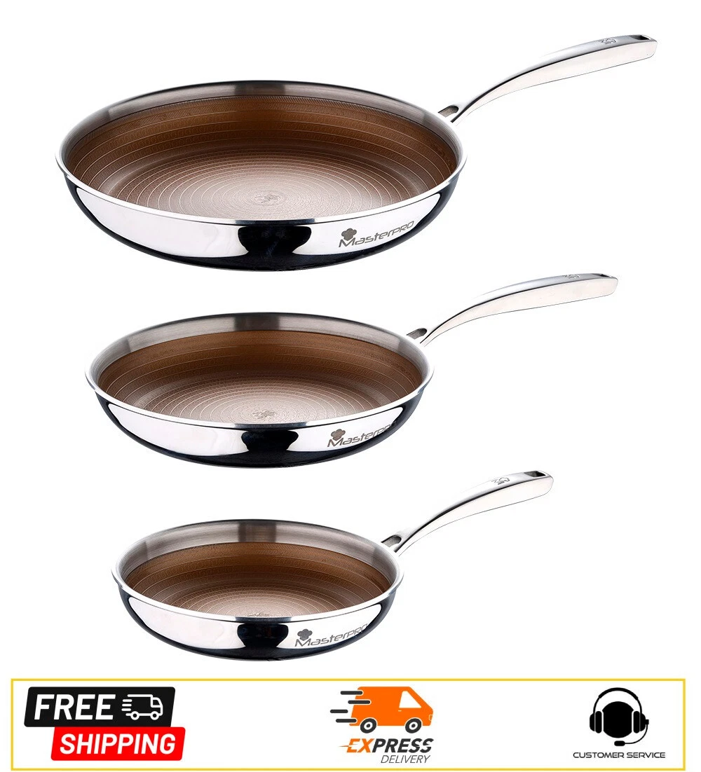 Set 3 Padelle In Pietra Antiaderente - 20, 24, 28 Cm, Compatibili Con Induzione, Per Carne, Pesce E Verdure