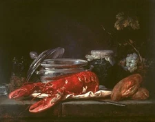 Still Life with Lobster : Eugène Delacroix : 1827 : Archival Quality Art Print