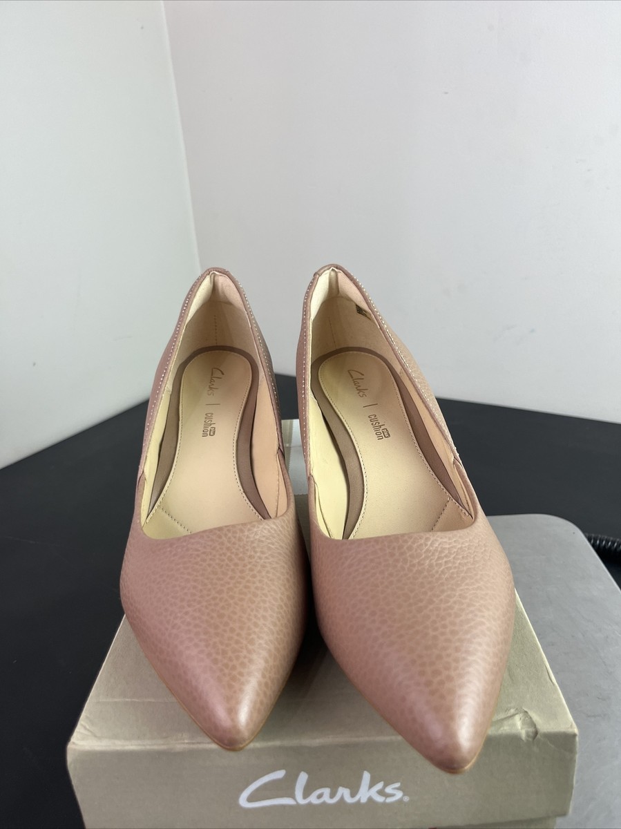 Clarks Ellis Rose Nude Leather Shoe Size 8.5 M | eBay
