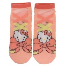 Sanrio Socks Hello Kitty Ribbon Peach Polyester Elastic 22-24cm JP