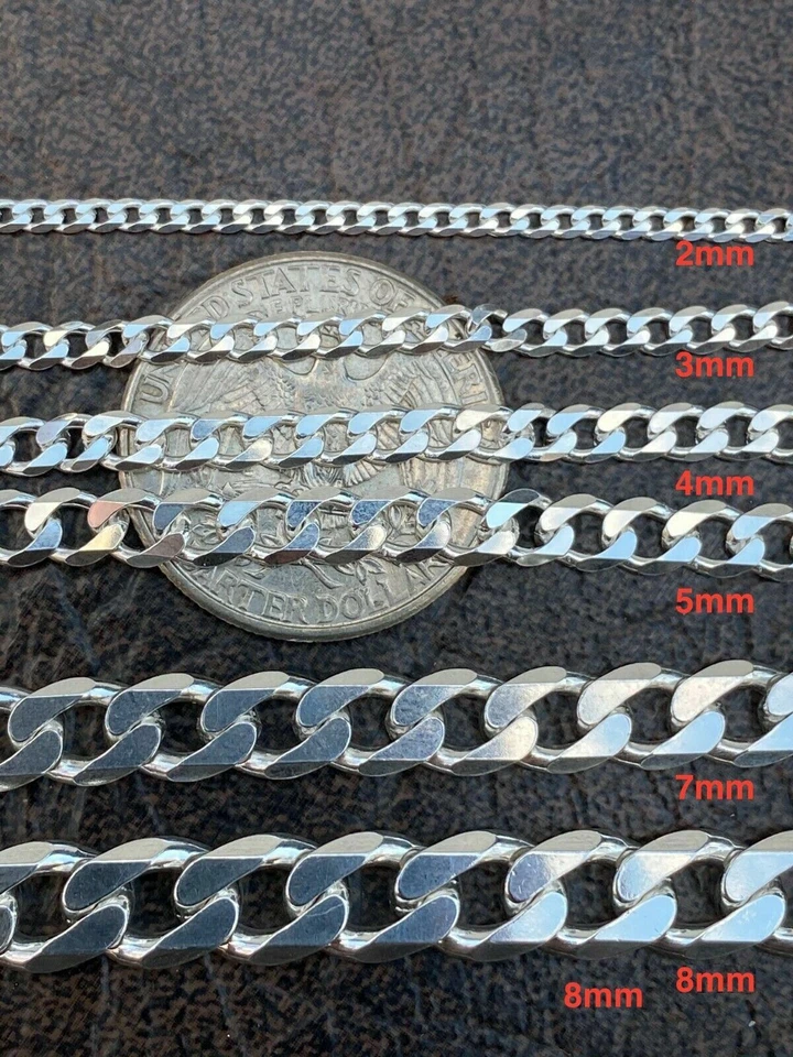 Real Solid 925 Sterling Silver Miami Cuban Chain Necklace Or Bracelet ITALY Curb - Image 4 of 4