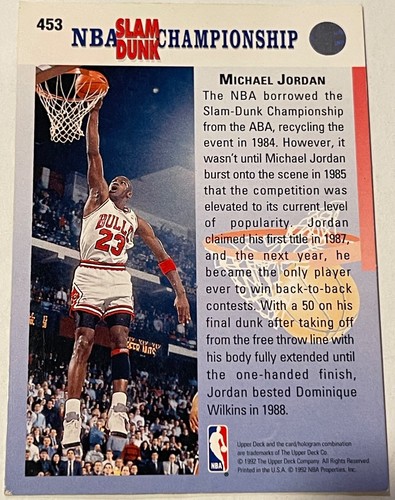 1992-93 Upper Deck NBA MICHAEL JORDAN, In Your Face Chicago Bulls #453 HOF GOAT - Picture 2 of 2