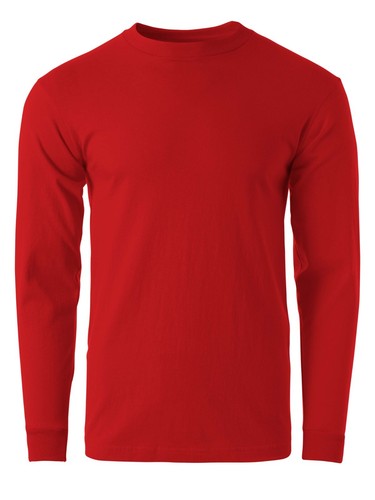 Mens Premium Long Sleeve T-Shirt Comfort Crewneck Classic Fit Mid-Weight Shirt - Picture 30 of 35