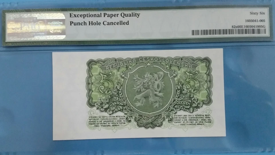 1961 Czechoslovakia 5 Korun PMG66 GEM UNC <P-82s> "Specimen" - Image 2 of 2