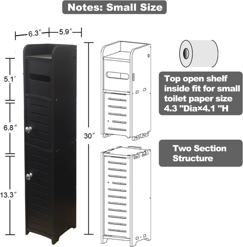 Elegant Over-The-Toilet Storage Cabinet - Slim Bathroom Organizer in Black - Picture 4 of 6