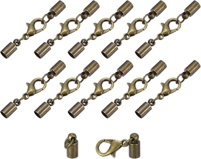 uxcell 10Sets 4mm Leather Cord End Caps with Lobster Claw 4mm, Bronze Tone 