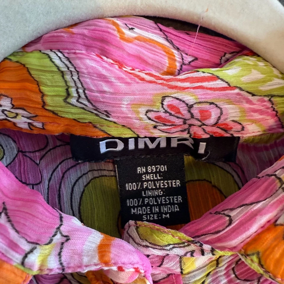 Blusa Top Dimri Floral Volantes 1/4 Botón Cuello Botón Mujer Talla Mediana Foto 3 de 4